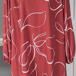 A New Day Orange and White Bishop Sleeve A-Line Dress